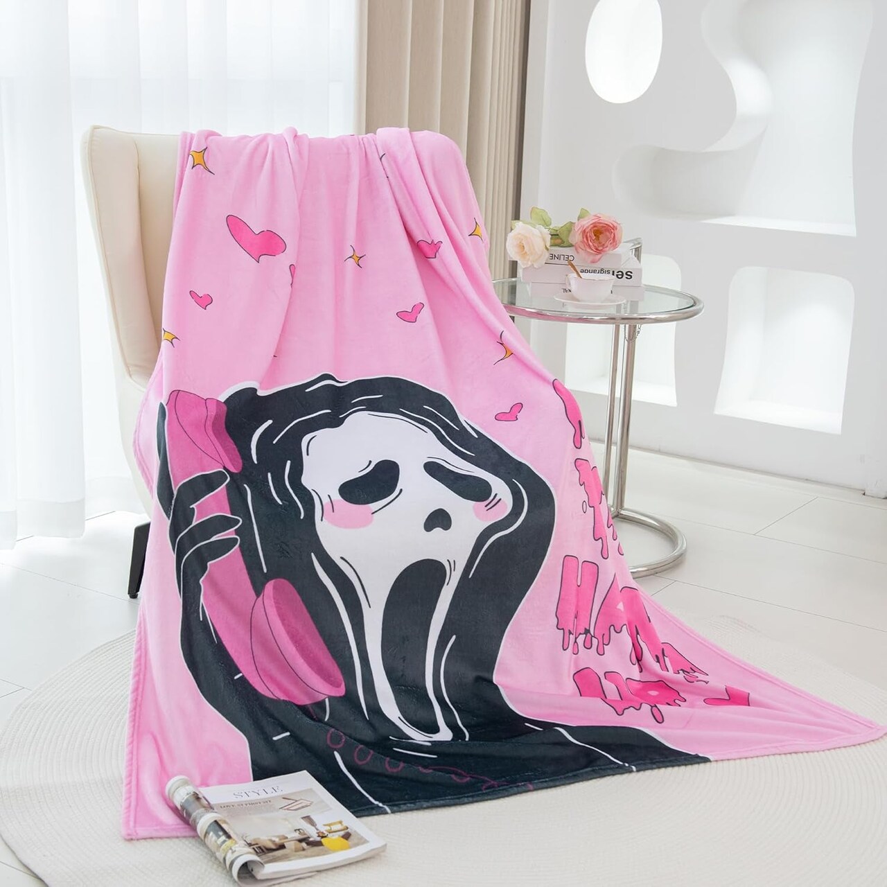 50 X 70 Extra Length Throw Blanket Funny Horror Ghostface Fleece Blanket Cozy and Warm Throw Scream Blanket Perfect for Halloween and Spooky Decor Michaels